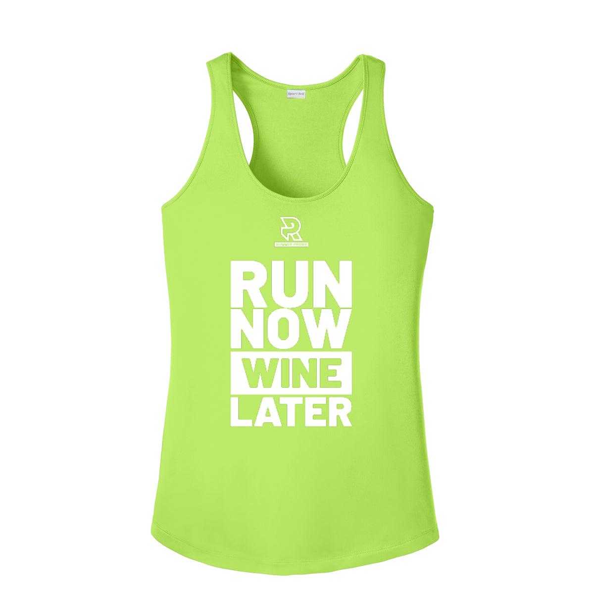 RUN NOW WINE LATER (White) - Womens Competitor Racerback Tank