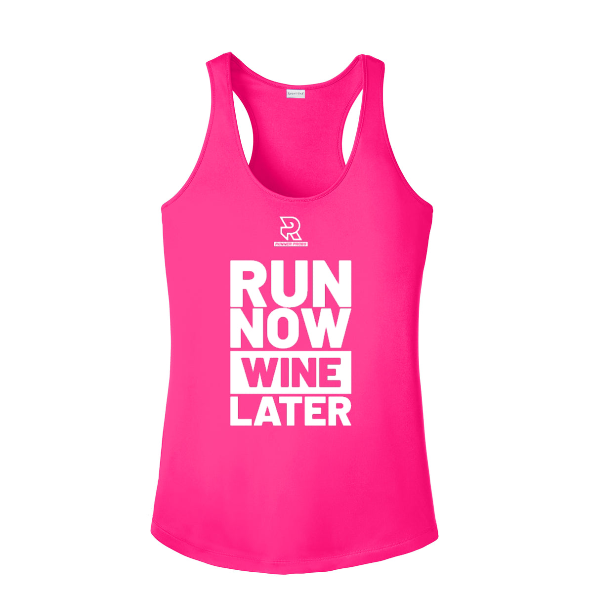 RUN NOW WINE LATER (White) - Womens Competitor Racerback Tank