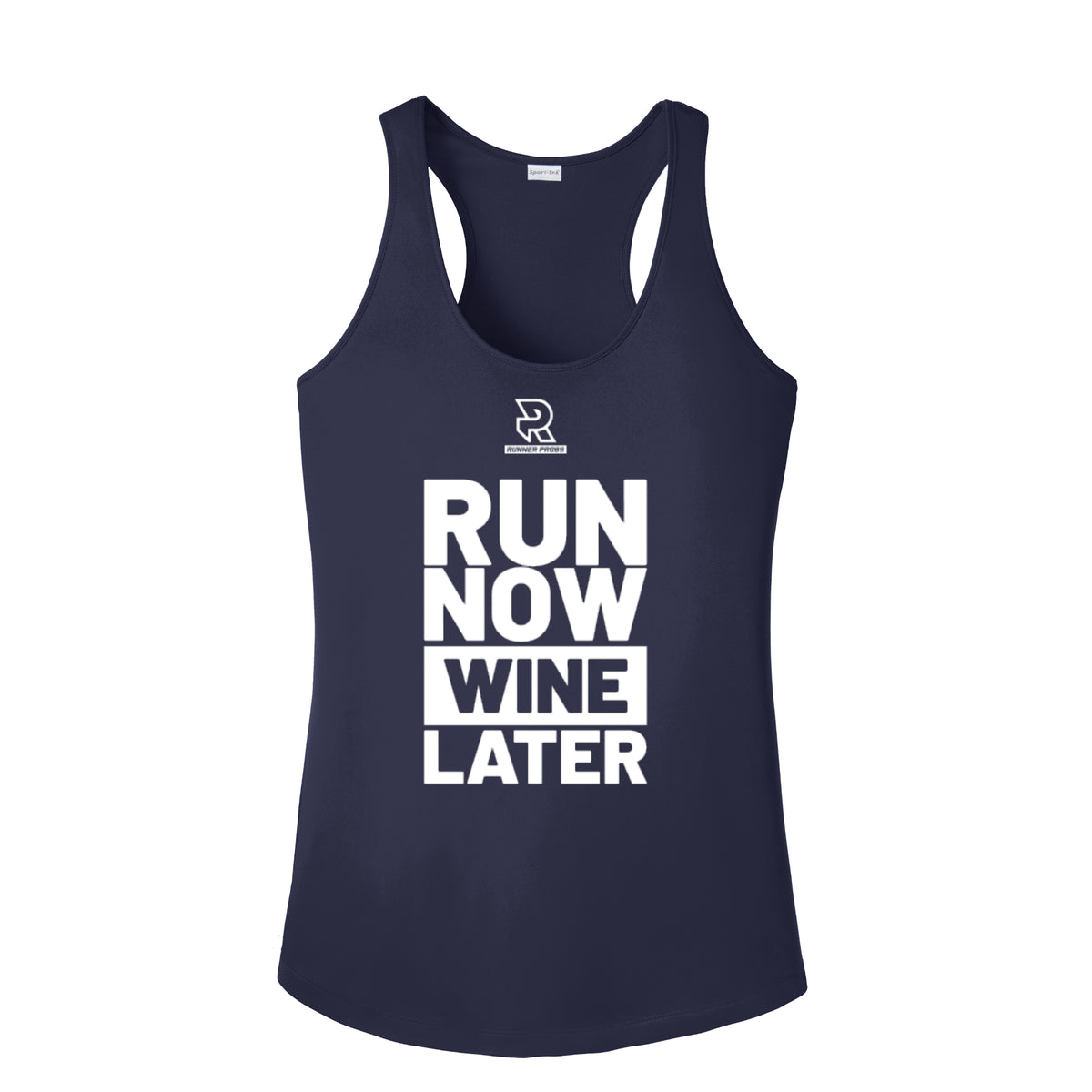 RUN NOW WINE LATER (White) - Womens Competitor Racerback Tank