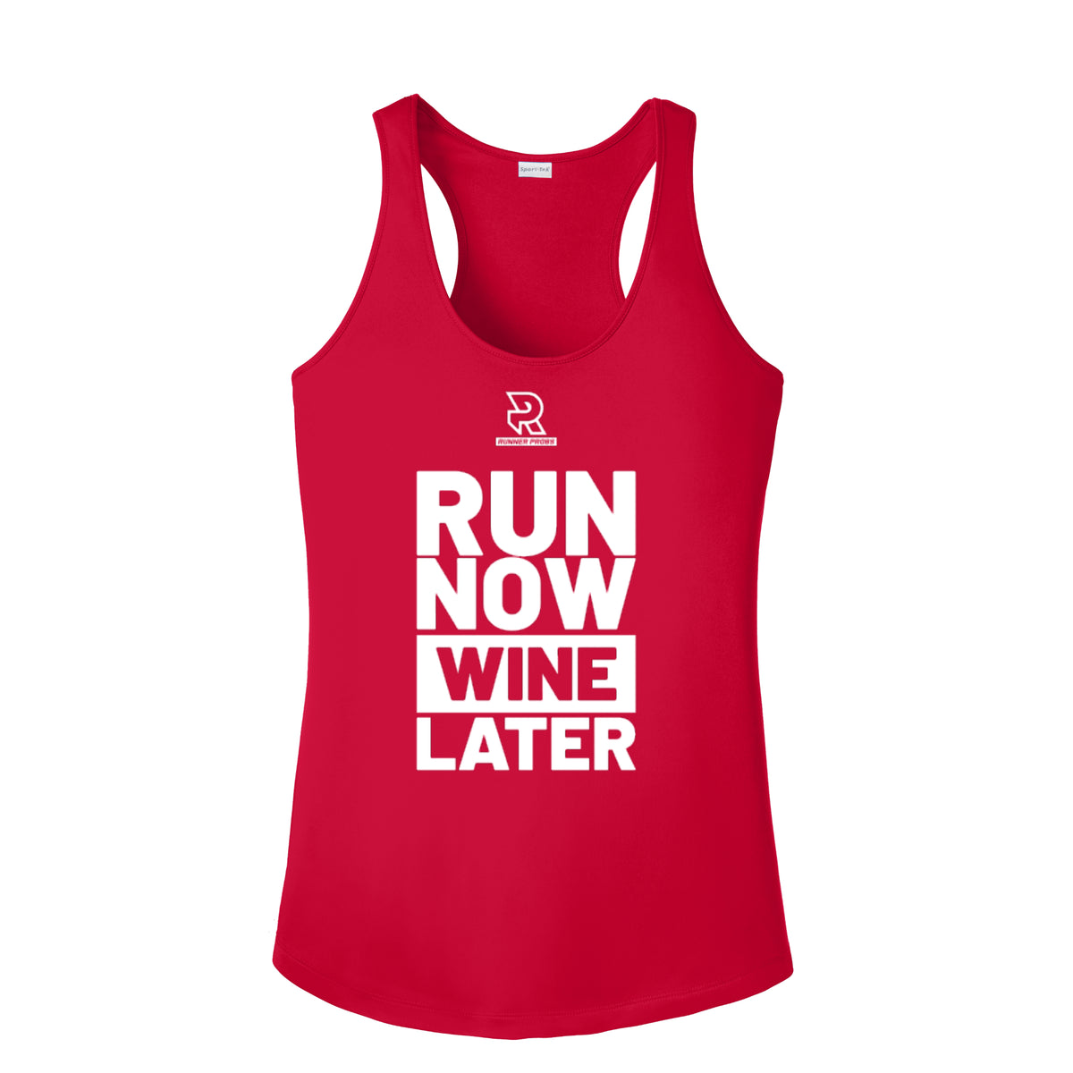 RUN NOW WINE LATER (White) - Womens Competitor Racerback Tank