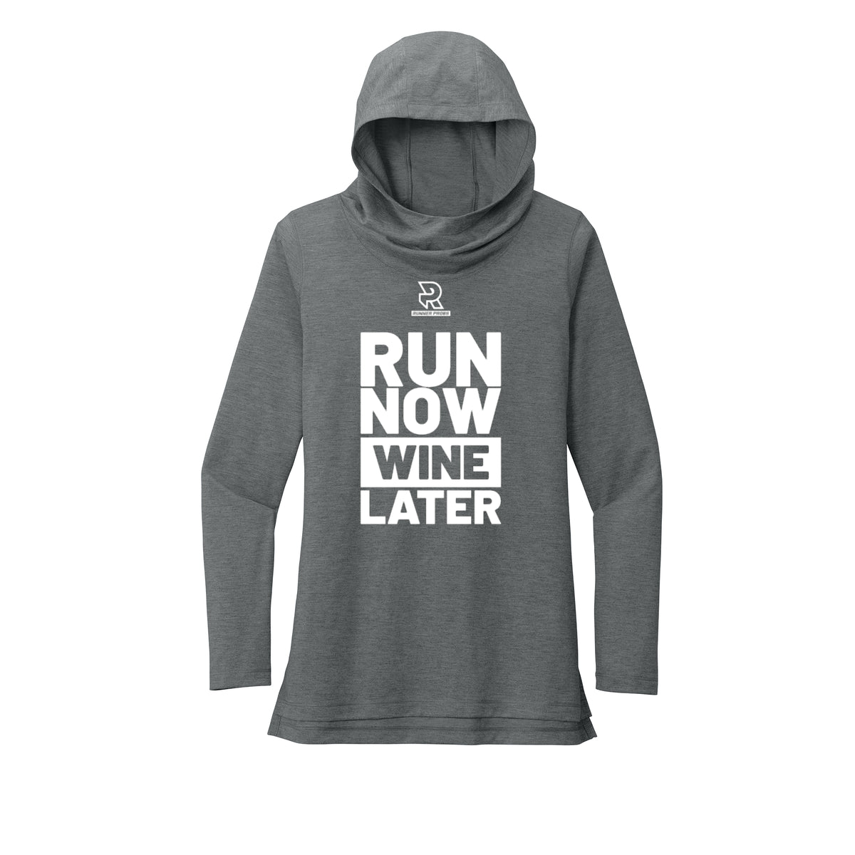 RUN NOW WINE LATER (White) - Womens Tri-Blend Long Sleeve Hoodie