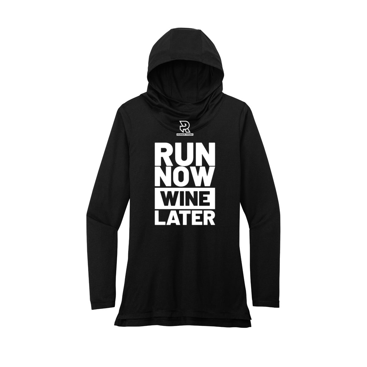 RUN NOW WINE LATER (White) - Womens Tri-Blend Long Sleeve Hoodie