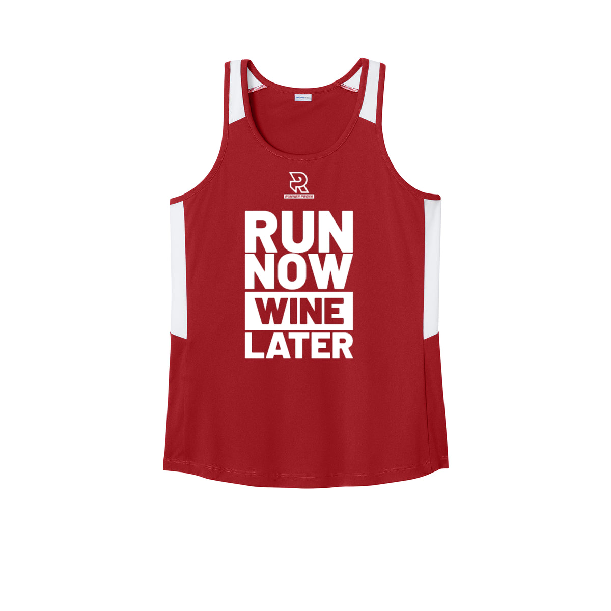 RUN NOW WINE LATER (White) - Womens Club Track Tank