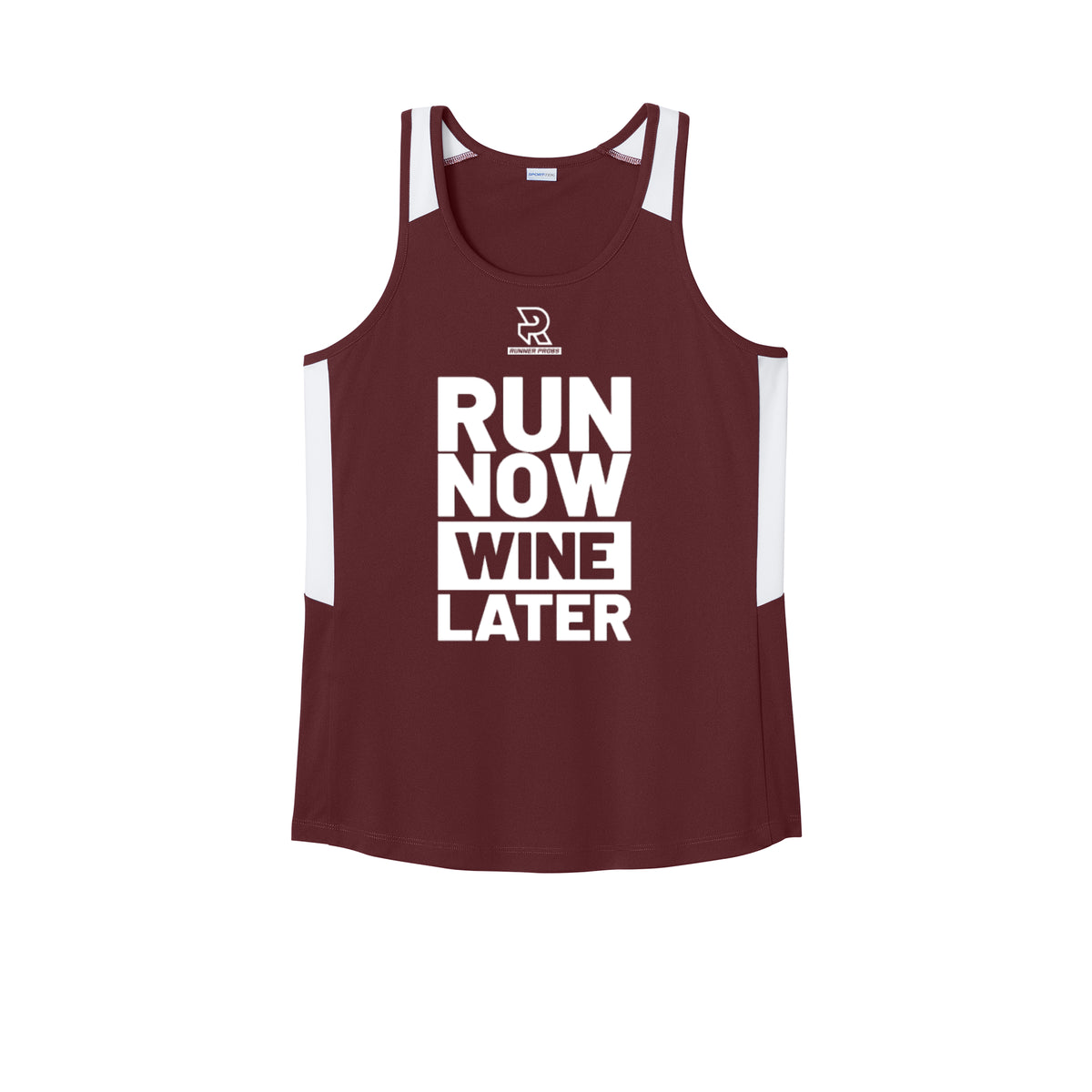 RUN NOW WINE LATER (White) - Womens Club Track Tank