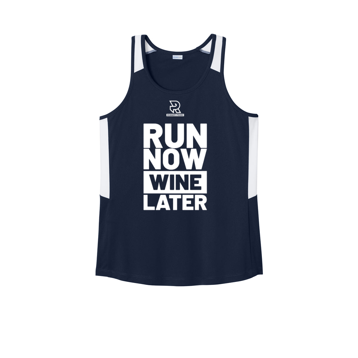 RUN NOW WINE LATER (White) - Womens Club Track Tank
