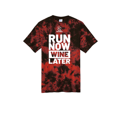 RUN NOW WINE LATER (White) - Short Sleeve Tie Dye Cotton Tee