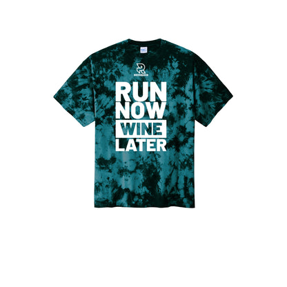 RUN NOW WINE LATER (White) - Short Sleeve Tie Dye Cotton Tee