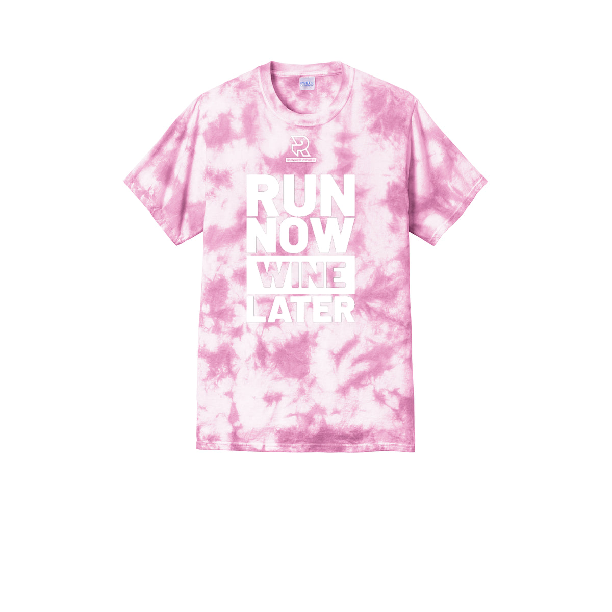 RUN NOW WINE LATER (White) - Short Sleeve Tie Dye Cotton Tee