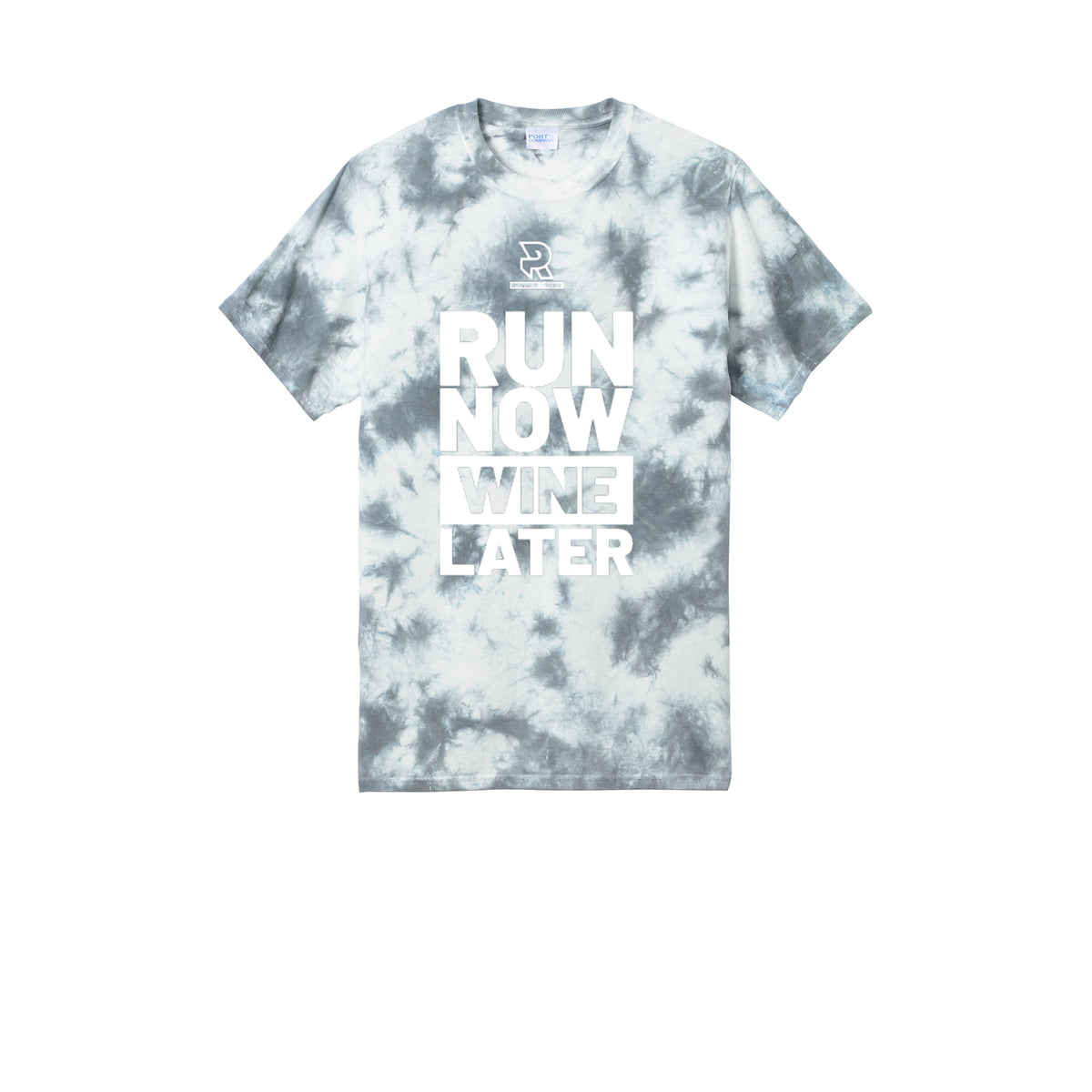 RUN NOW WINE LATER (White) - Short Sleeve Tie Dye Cotton Tee