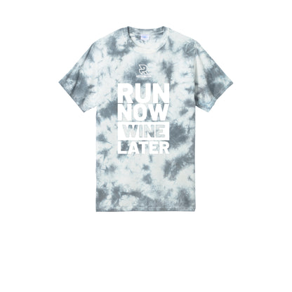 RUN NOW WINE LATER (White) - Short Sleeve Tie Dye Cotton Tee