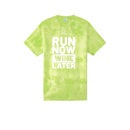 RUN NOW WINE LATER (White) - Short Sleeve Tie Dye Cotton Tee