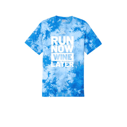 RUN NOW WINE LATER (White) - Short Sleeve Tie Dye Cotton Tee