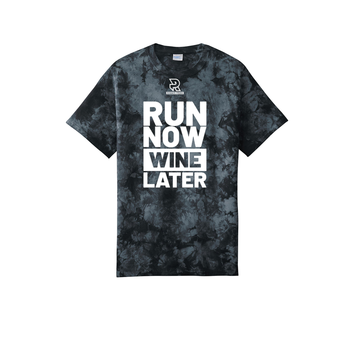 RUN NOW WINE LATER (White) - Short Sleeve Tie Dye Cotton Tee