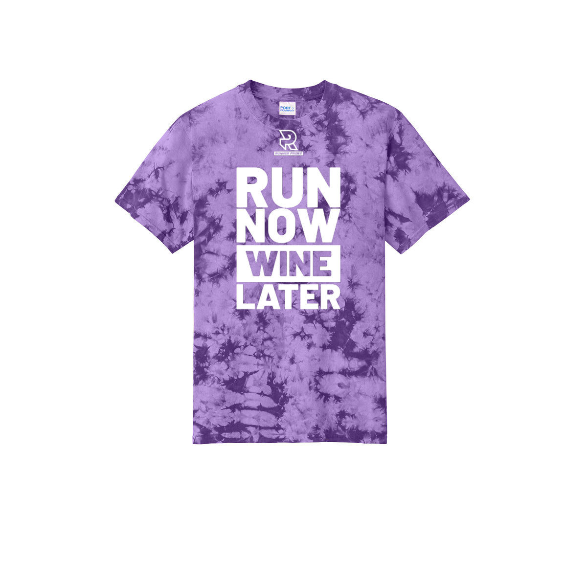 RUN NOW WINE LATER (White) - Short Sleeve Tie Dye Cotton Tee