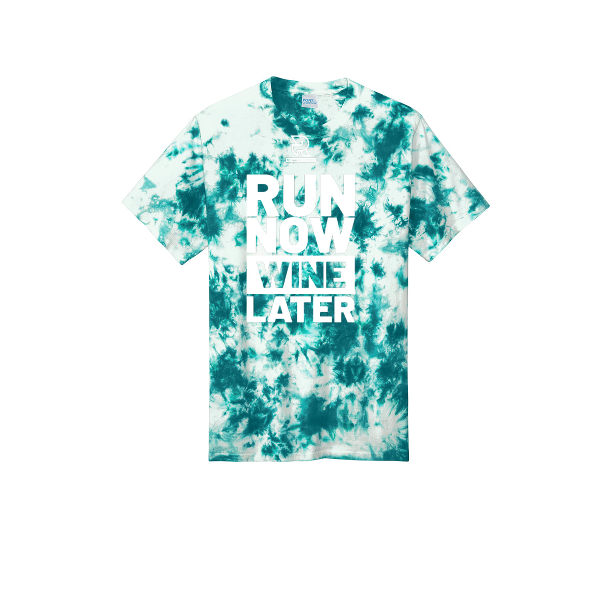 RUN NOW WINE LATER (White) - Short Sleeve Tie Dye Cotton Tee