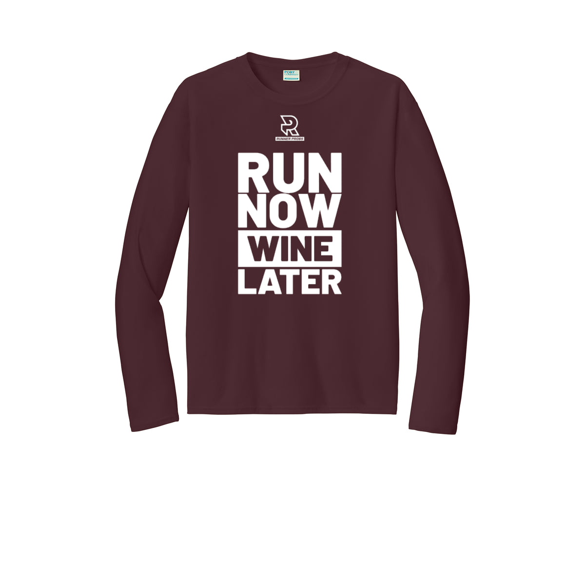 RUN NOW WINE LATER (White) - Long Sleeve Performance Tee