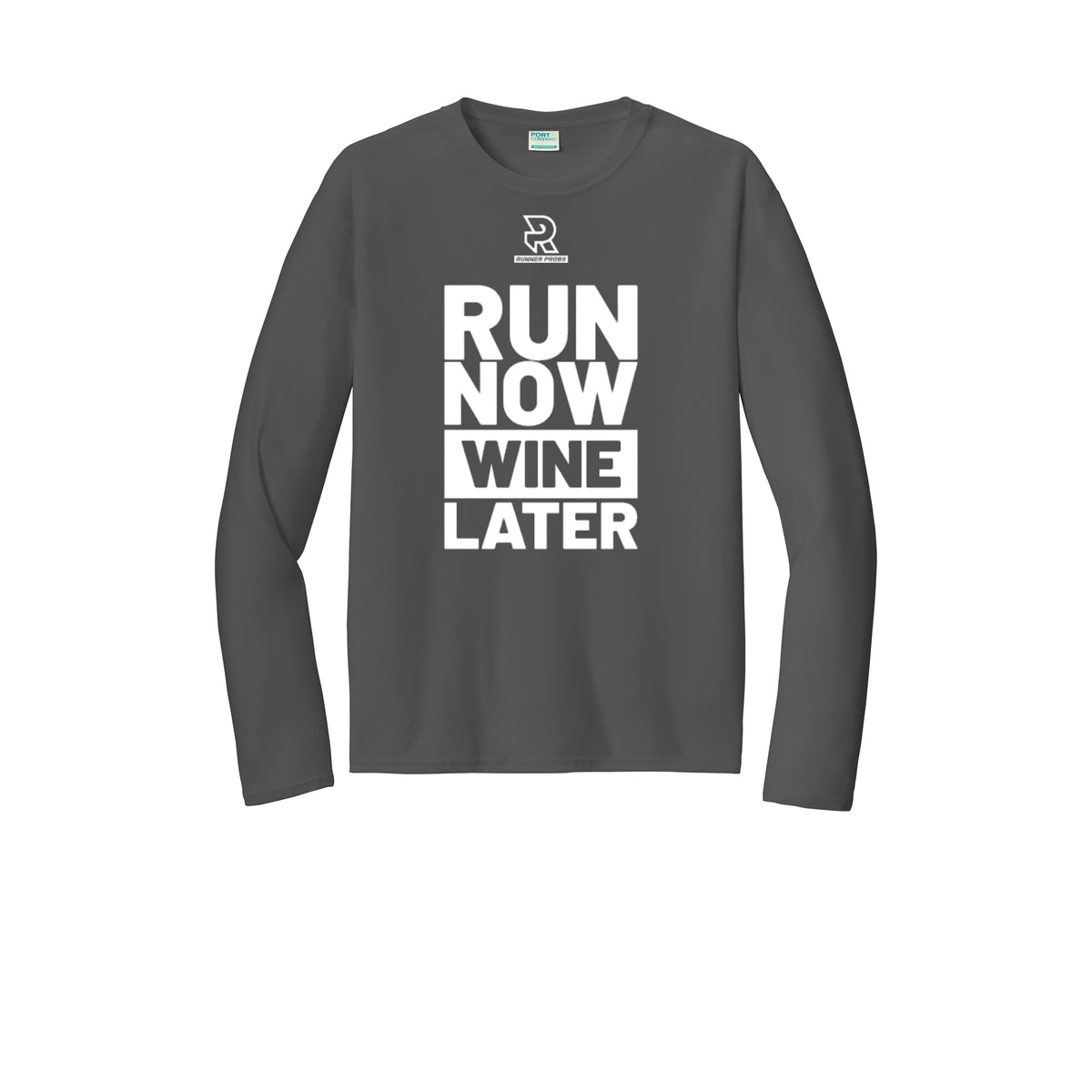 RUN NOW WINE LATER (White) - Long Sleeve Performance Tee