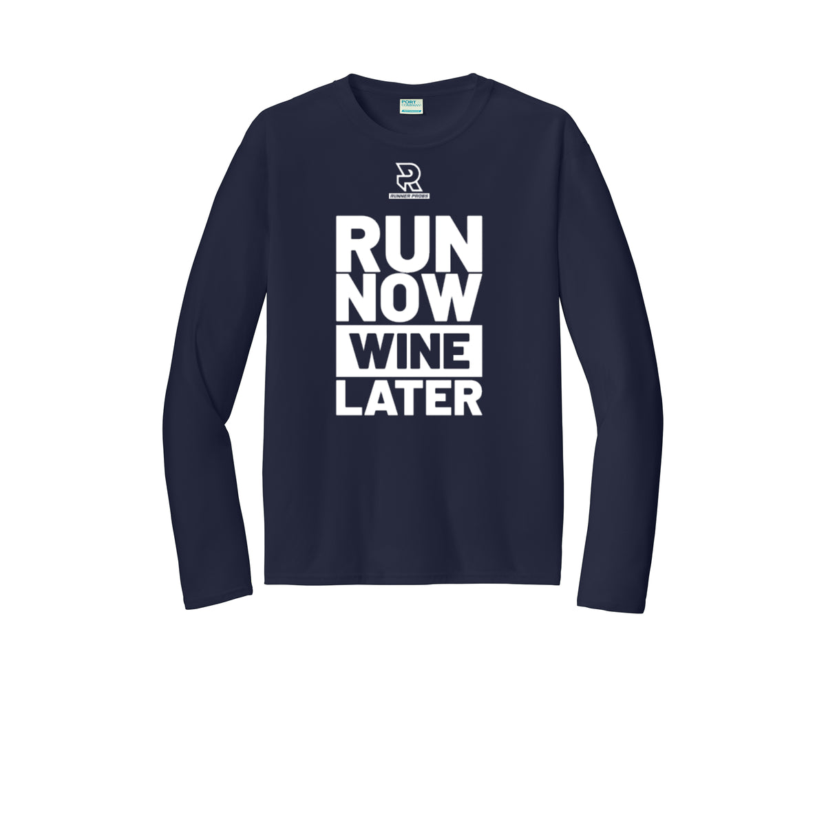 RUN NOW WINE LATER (White) - Long Sleeve Performance Tee
