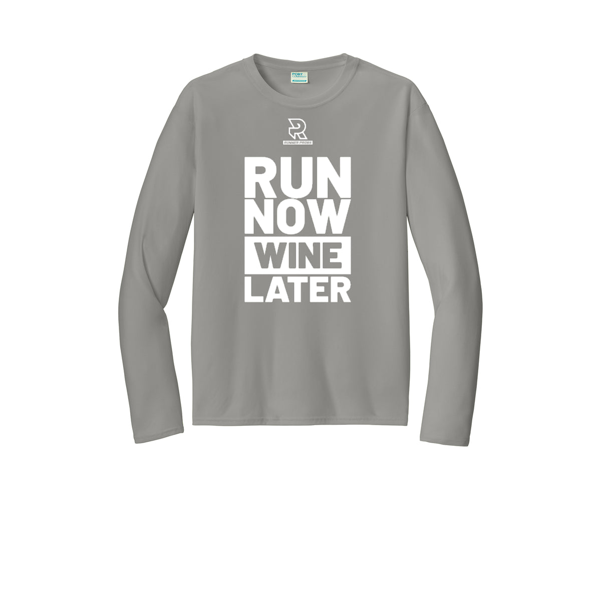 RUN NOW WINE LATER (White) - Long Sleeve Performance Tee