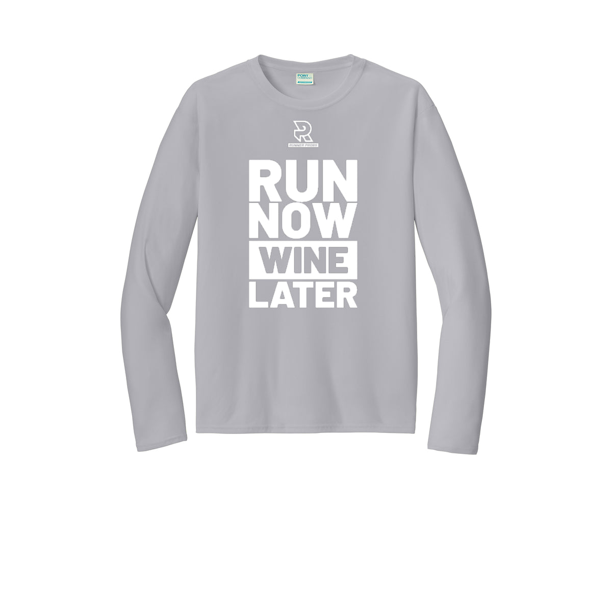 RUN NOW WINE LATER (White) - Long Sleeve Performance Tee
