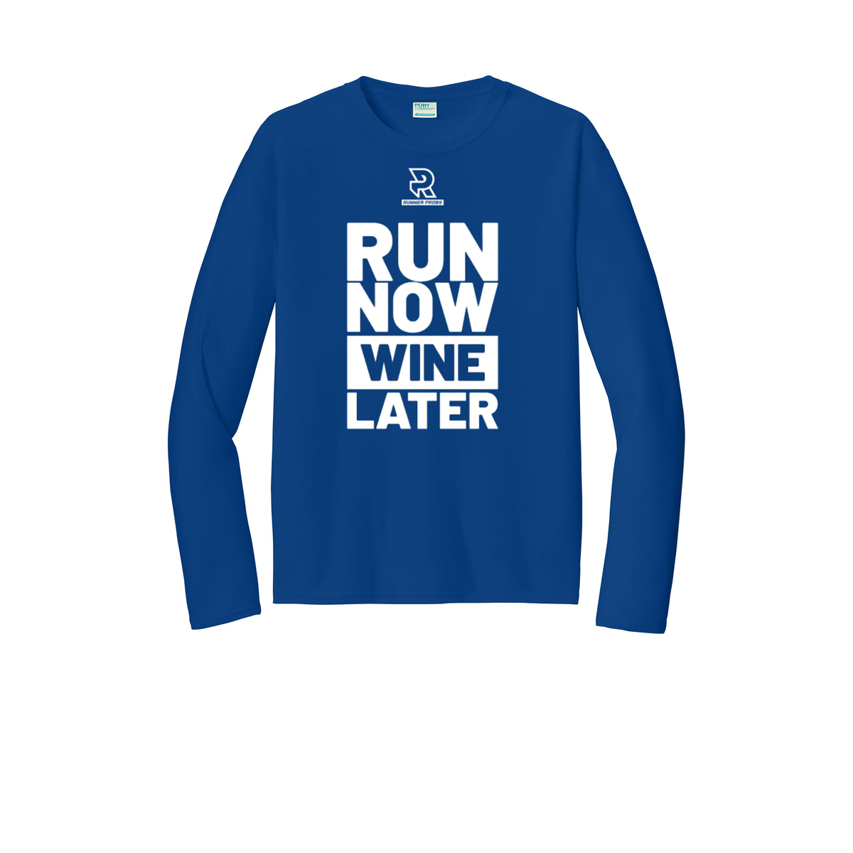 RUN NOW WINE LATER (White) - Long Sleeve Performance Tee