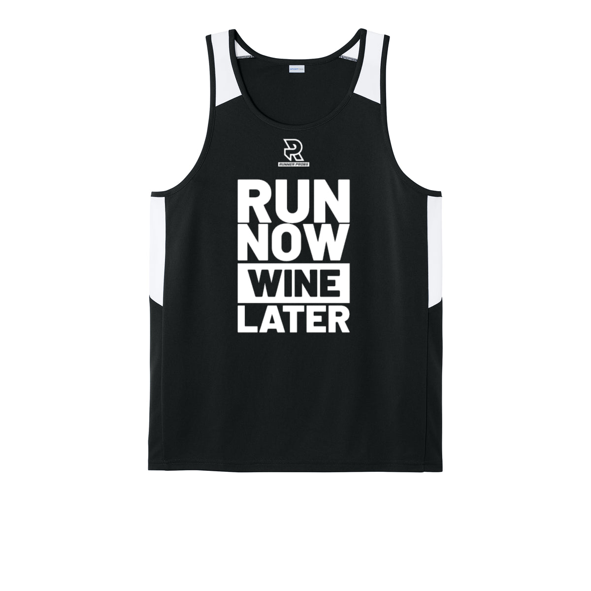 RUN NOW WINE LATER (White) - Mens Club Track Tank
