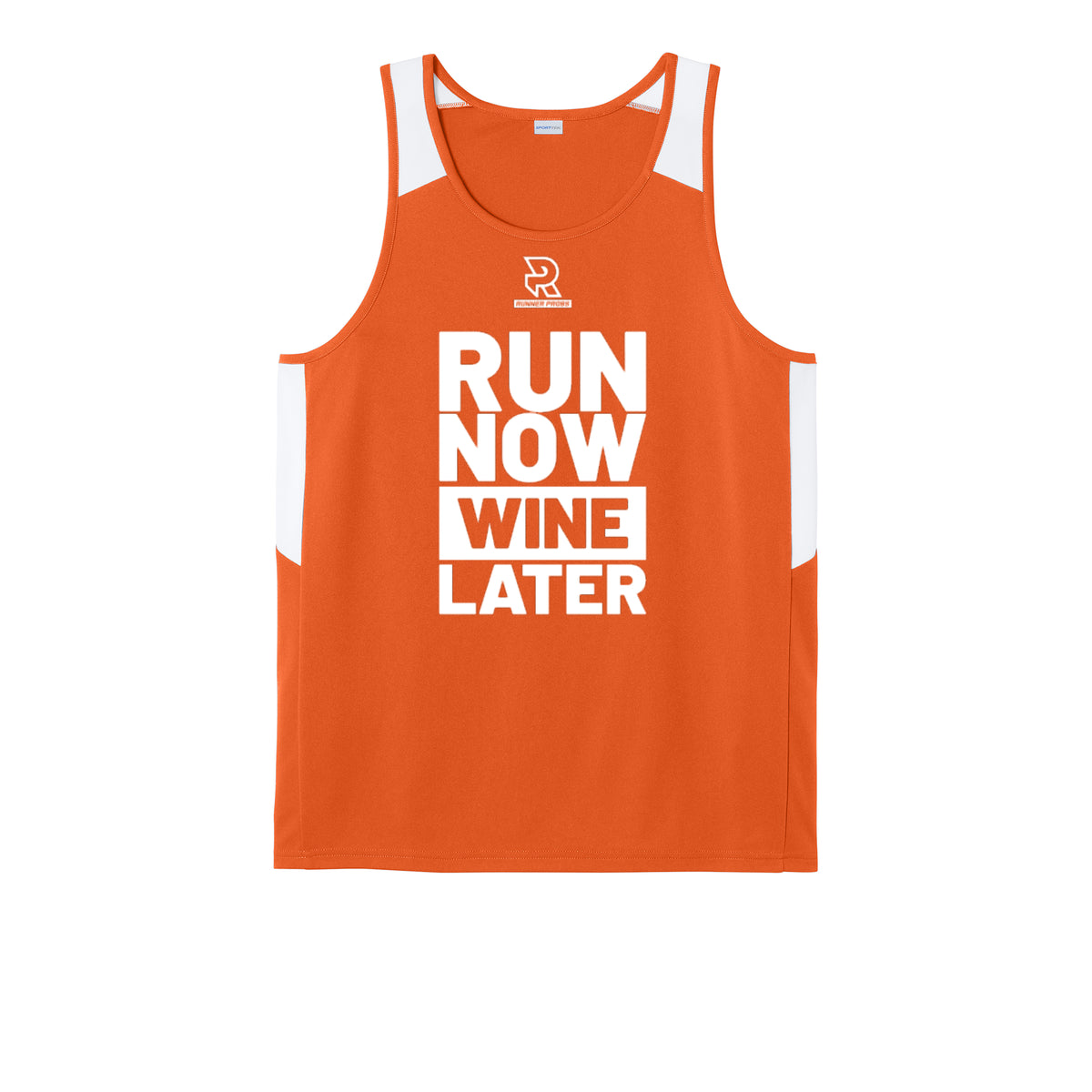 RUN NOW WINE LATER (White) - Mens Club Track Tank