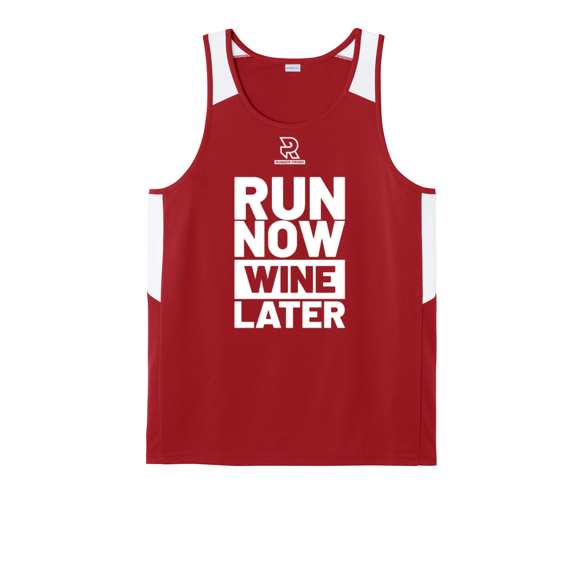 RUN NOW WINE LATER (White) - Mens Club Track Tank