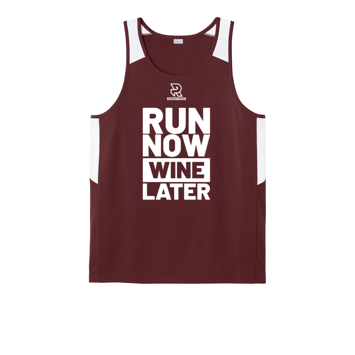 RUN NOW WINE LATER (White) - Mens Club Track Tank