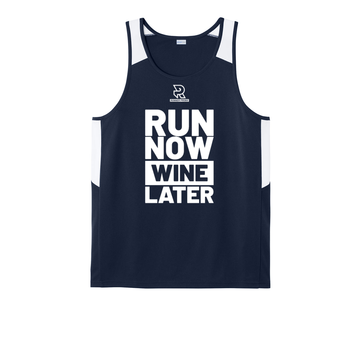 RUN NOW WINE LATER (White) - Mens Club Track Tank
