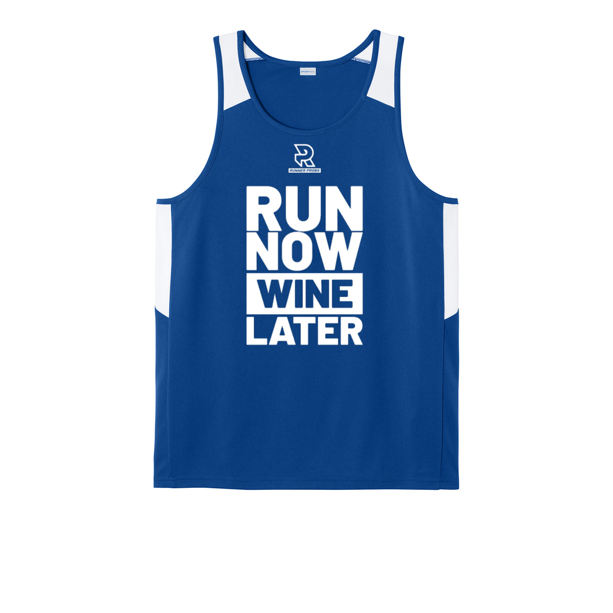 RUN NOW WINE LATER (White) - Mens Club Track Tank