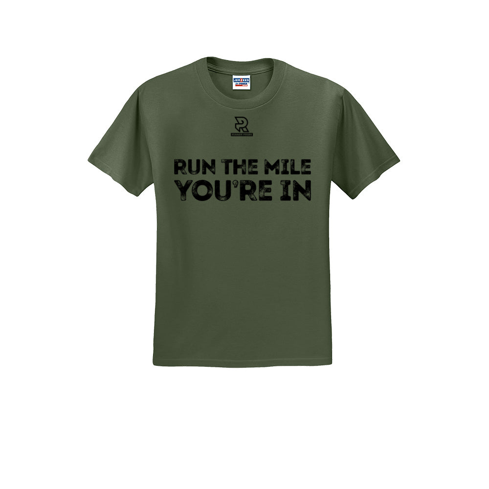 RUN THE MILE YOU'RE IN (Black) - Short Sleeve Cotton Tee