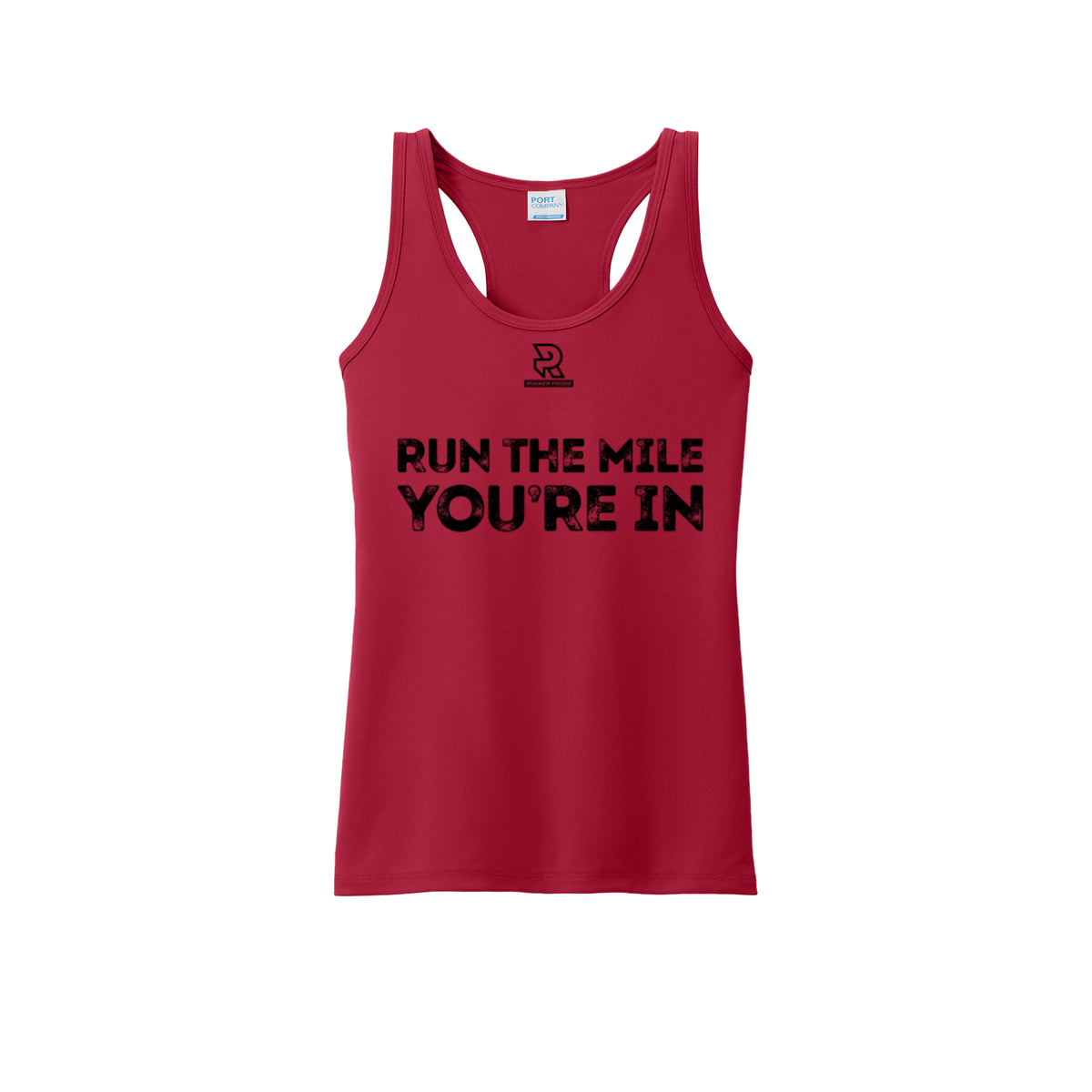 RUN THE MILE YOU'RE IN (Black) - Womens Performance Tank