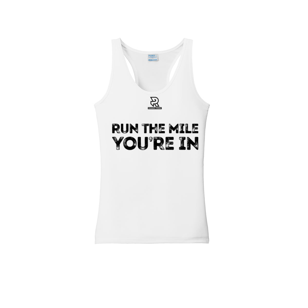 RUN THE MILE YOU'RE IN (Black) - Womens Performance Tank