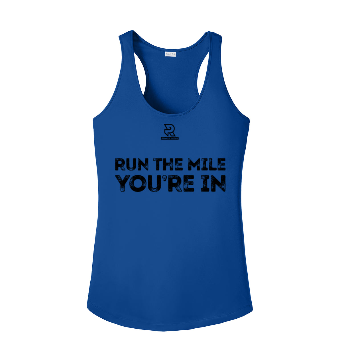 RUN THE MILE YOU'RE IN (Black) - Womens Competitor Racerback Tank