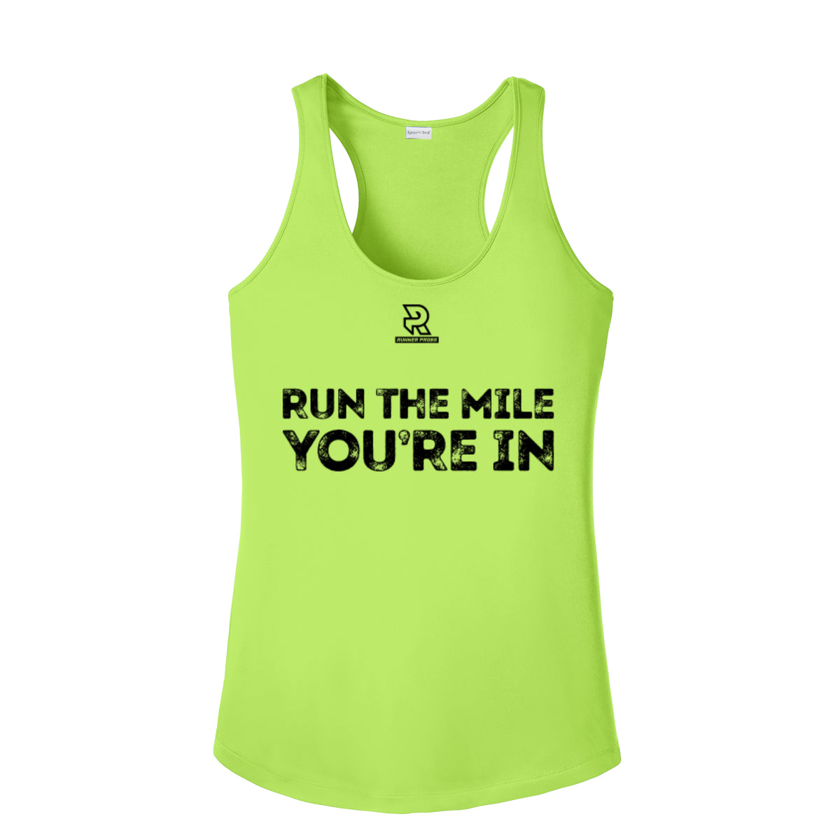 RUN THE MILE YOU'RE IN (Black) - Womens Competitor Racerback Tank