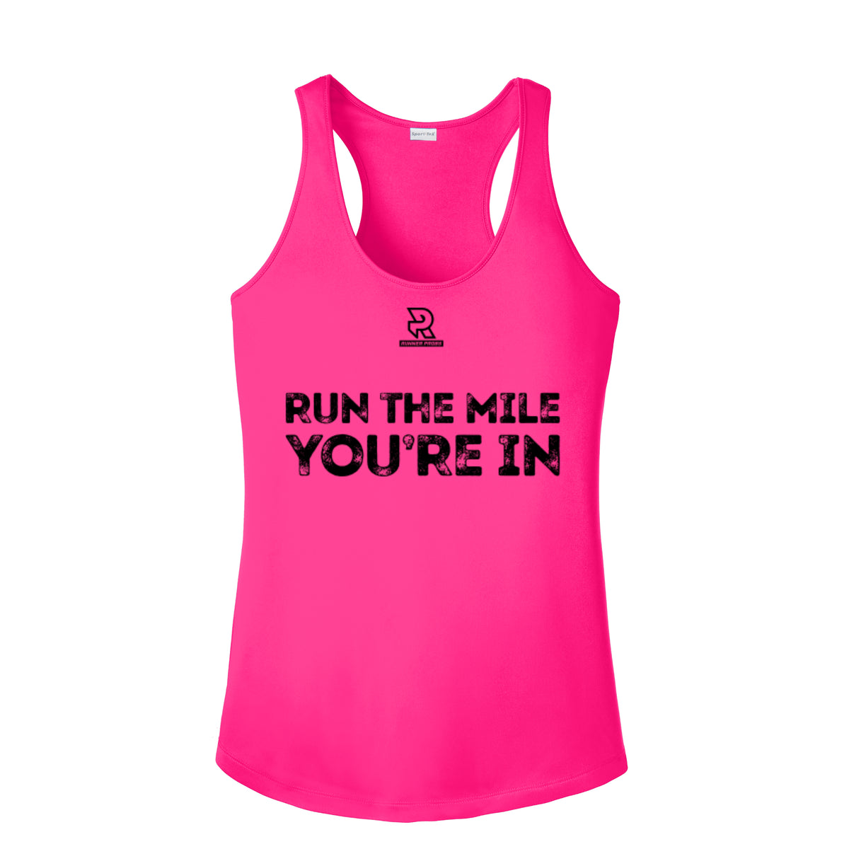 RUN THE MILE YOU'RE IN (Black) - Womens Competitor Racerback Tank