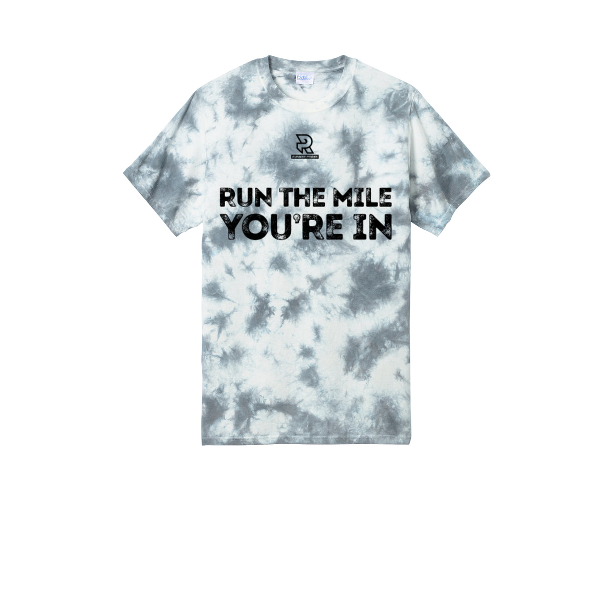 RUN THE MILE YOU'RE IN (Black) - Short Sleeve Tie Dye Cotton Tee