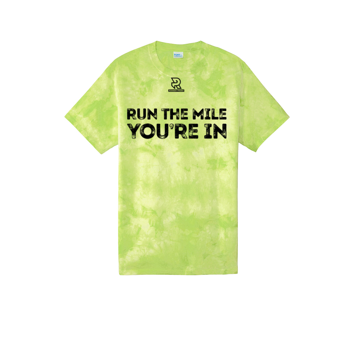 RUN THE MILE YOU'RE IN (Black) - Short Sleeve Tie Dye Cotton Tee
