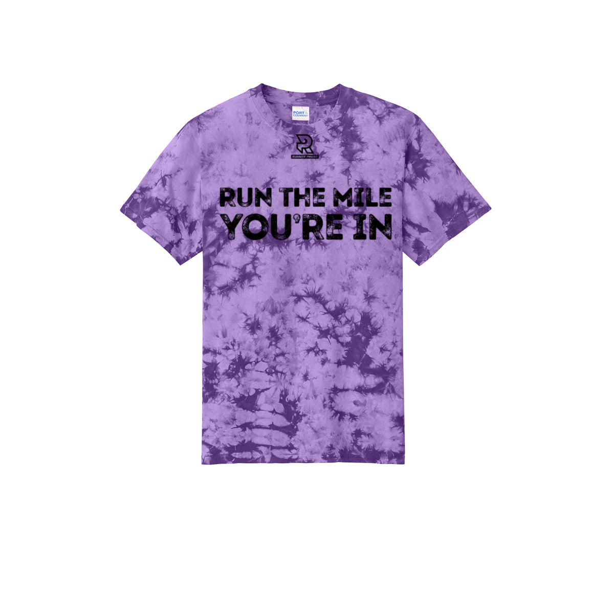 RUN THE MILE YOU'RE IN (Black) - Short Sleeve Tie Dye Cotton Tee