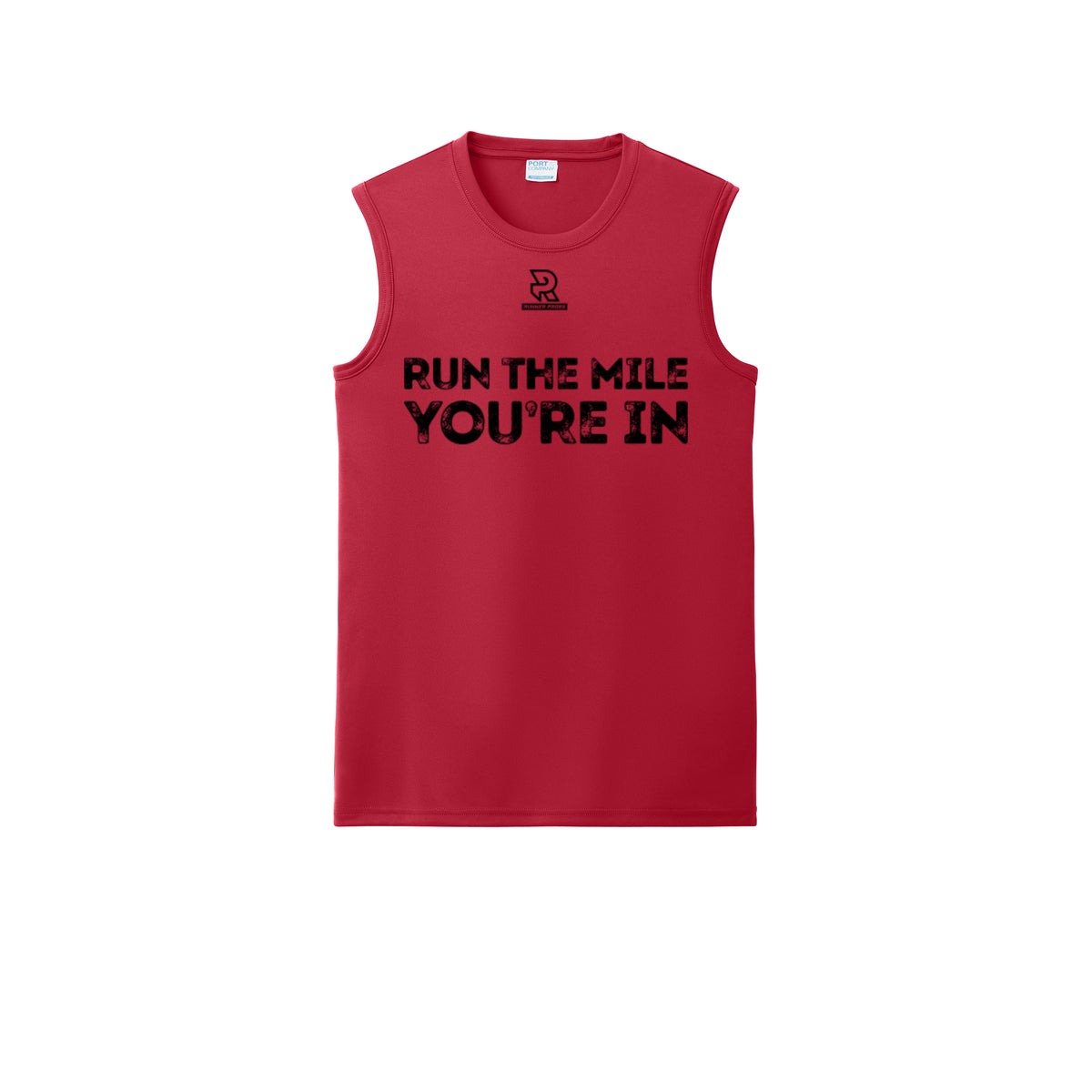 RUN THE MILE YOU'RE IN (Black) - Sleeveless Performance Tee