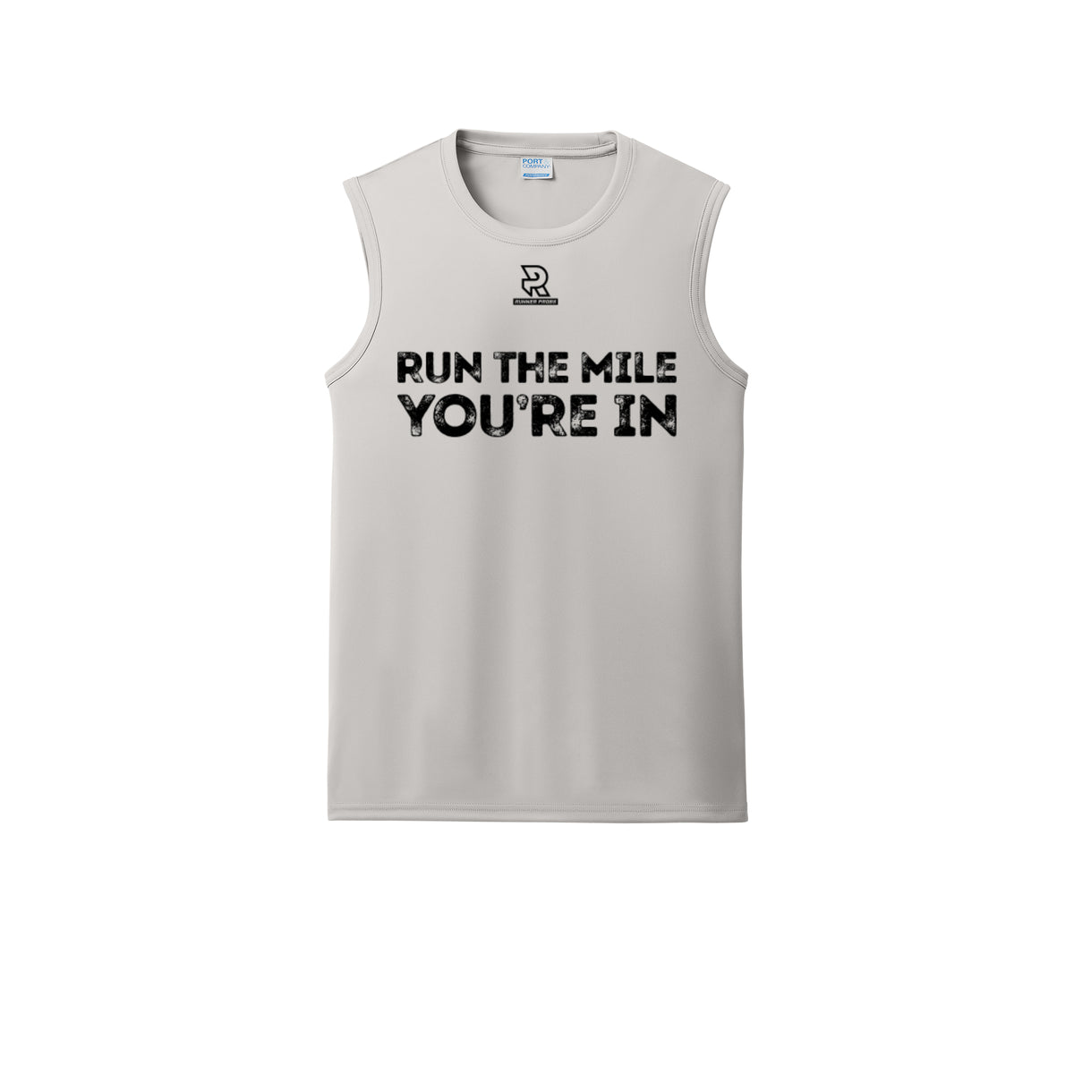 RUN THE MILE YOU'RE IN (Black) - Sleeveless Performance Tee