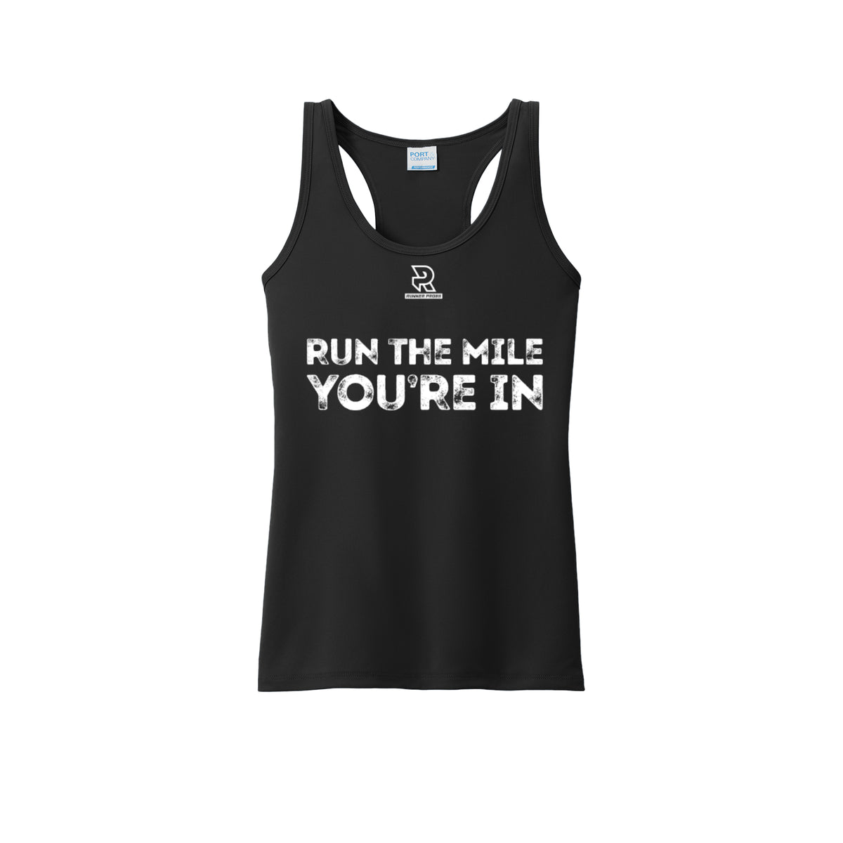 RUN THE MILE YOU'RE IN (White) - Womens Performance Tank