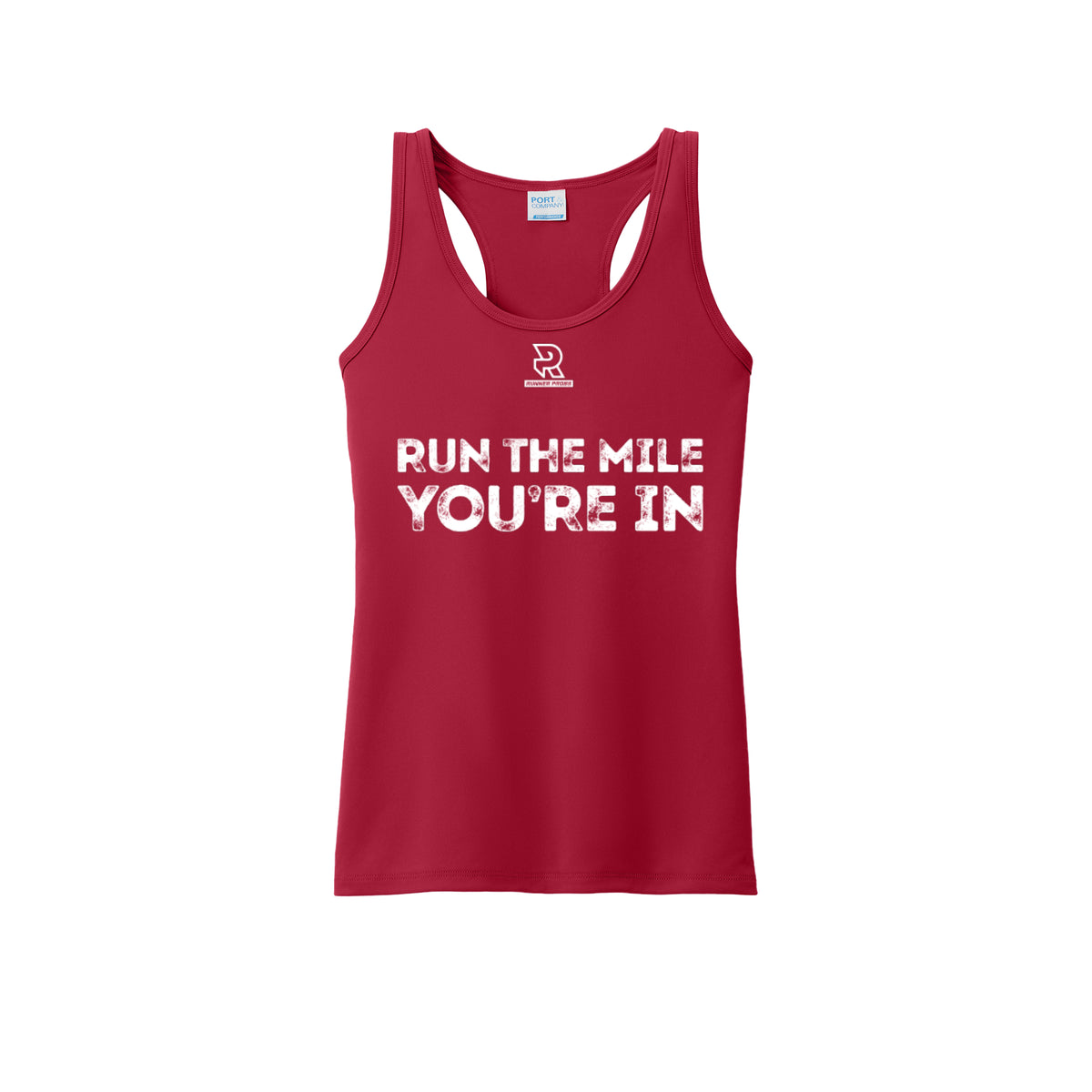 RUN THE MILE YOU'RE IN (White) - Womens Performance Tank