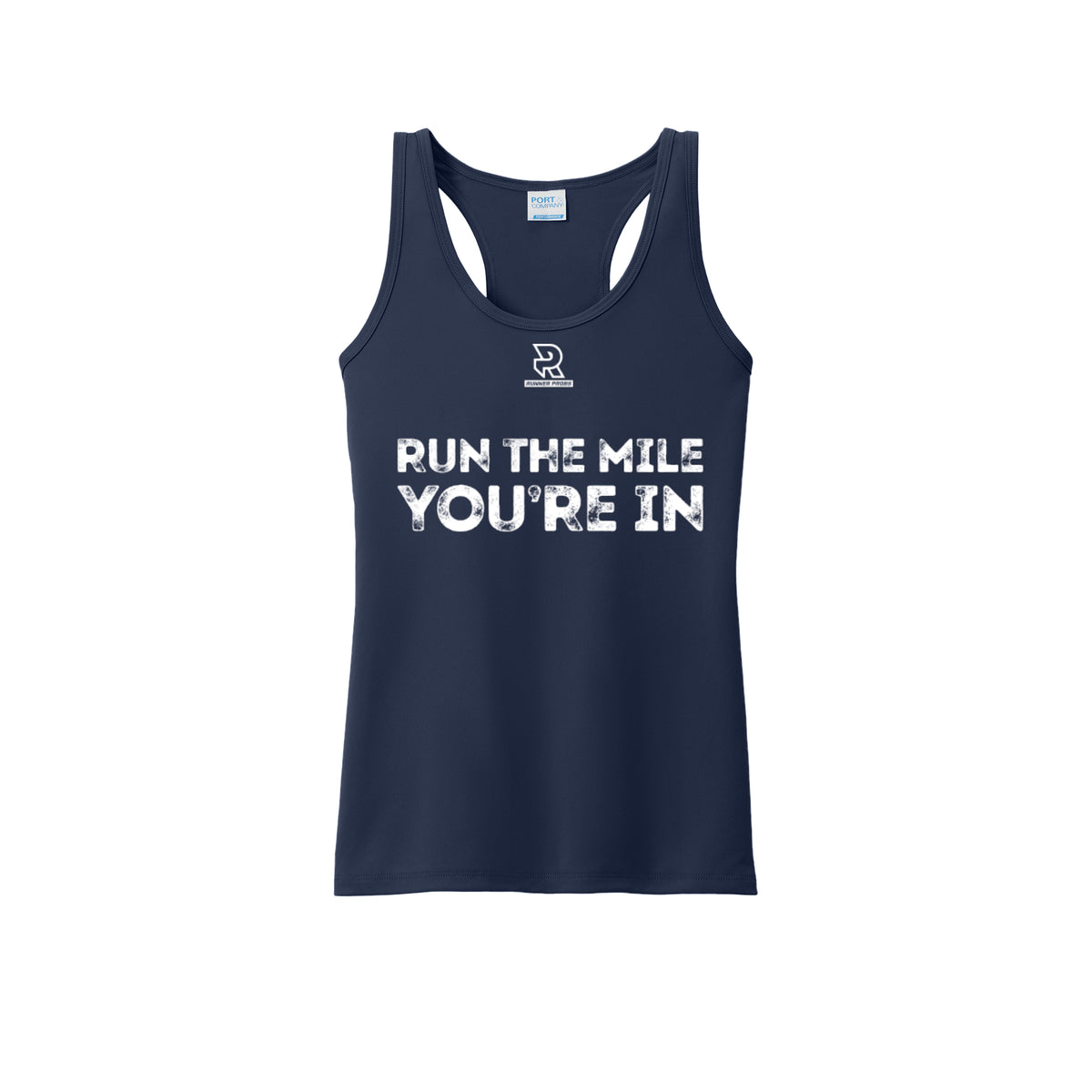 RUN THE MILE YOU'RE IN (White) - Womens Performance Tank