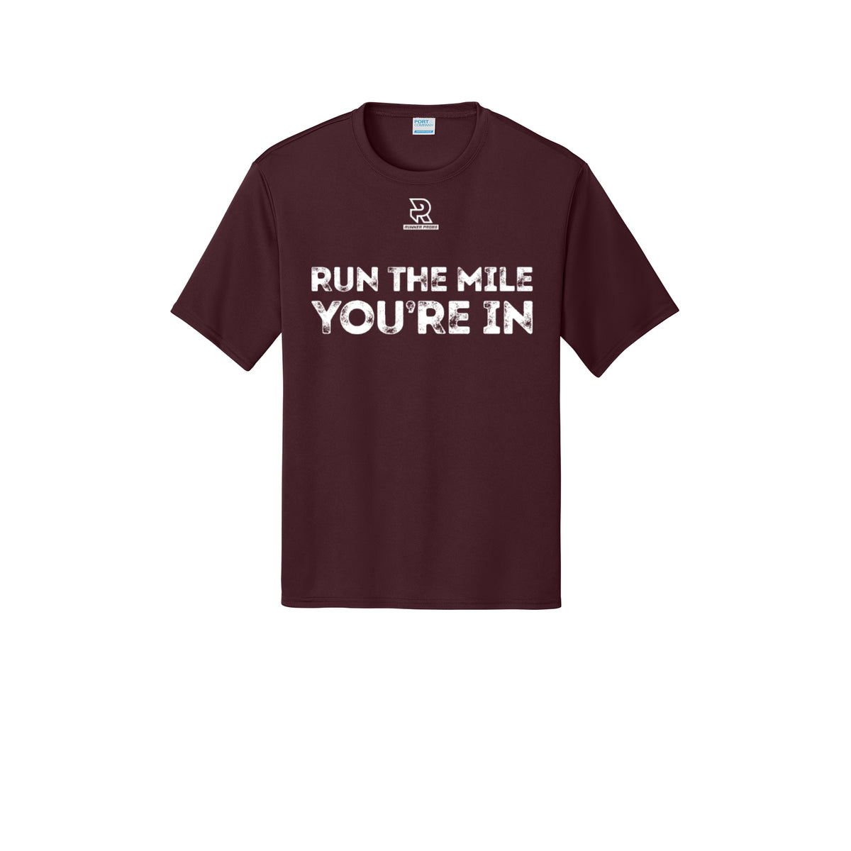 RUN THE MILE YOU'RE IN (White) - Short Sleeve Performance Tee