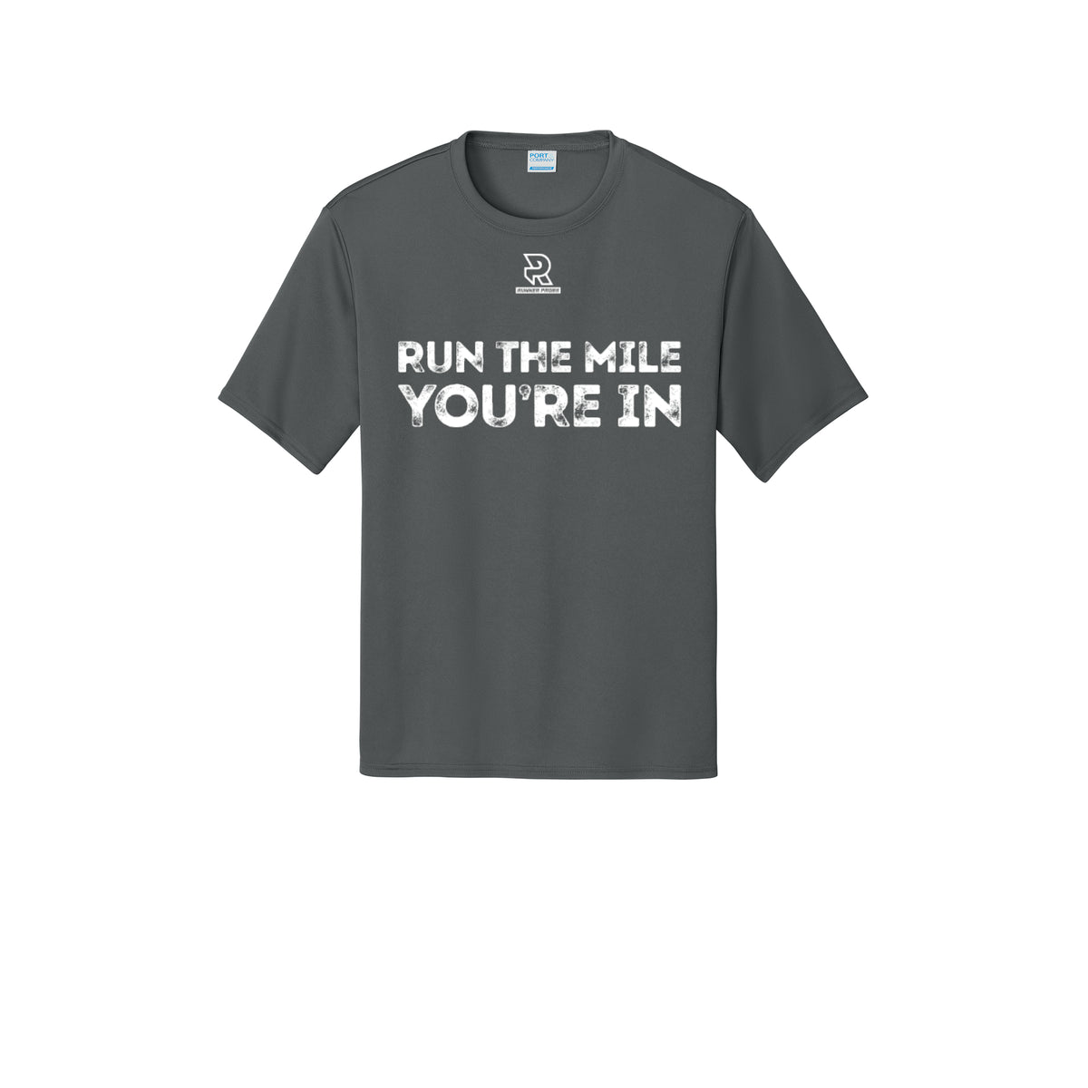 RUN THE MILE YOU'RE IN (White) - Short Sleeve Performance Tee