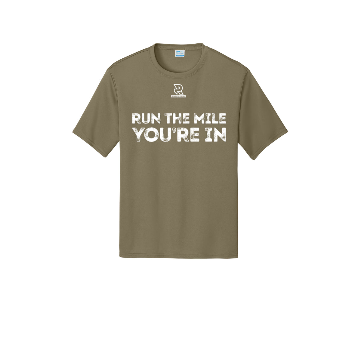 RUN THE MILE YOU'RE IN (White) - Short Sleeve Performance Tee