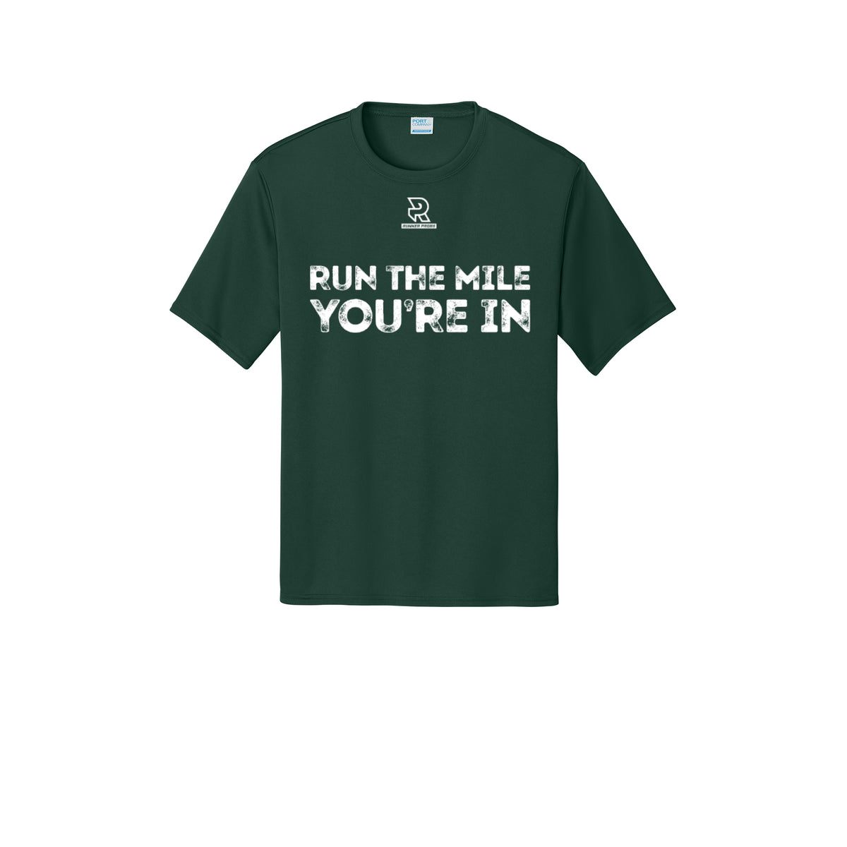 RUN THE MILE YOU'RE IN (White) - Short Sleeve Performance Tee