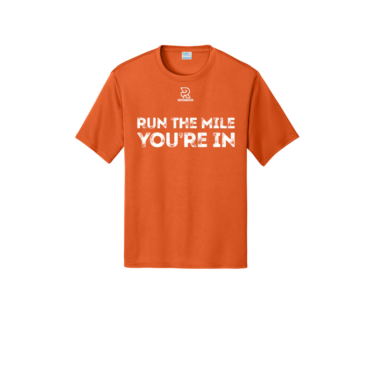 RUN THE MILE YOU'RE IN (White) - Short Sleeve Performance Tee